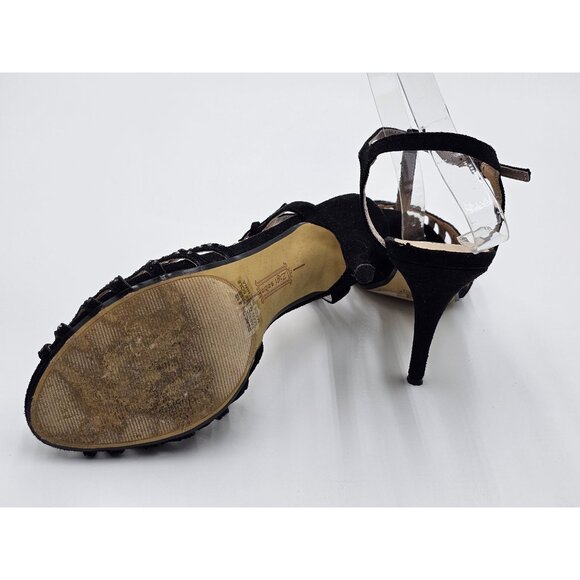 Black Rhinestone T-Strap Heels By Zigzosoho Sz 8.5 Prom Wedding Eveningwear - Picture 6 of 11